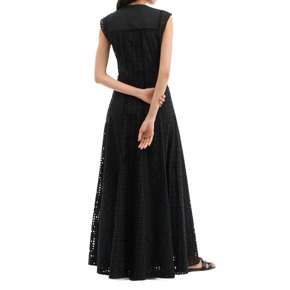 NEW VERONICA BEARD alina eyelet maxi dress in black - Picture 4 of 8